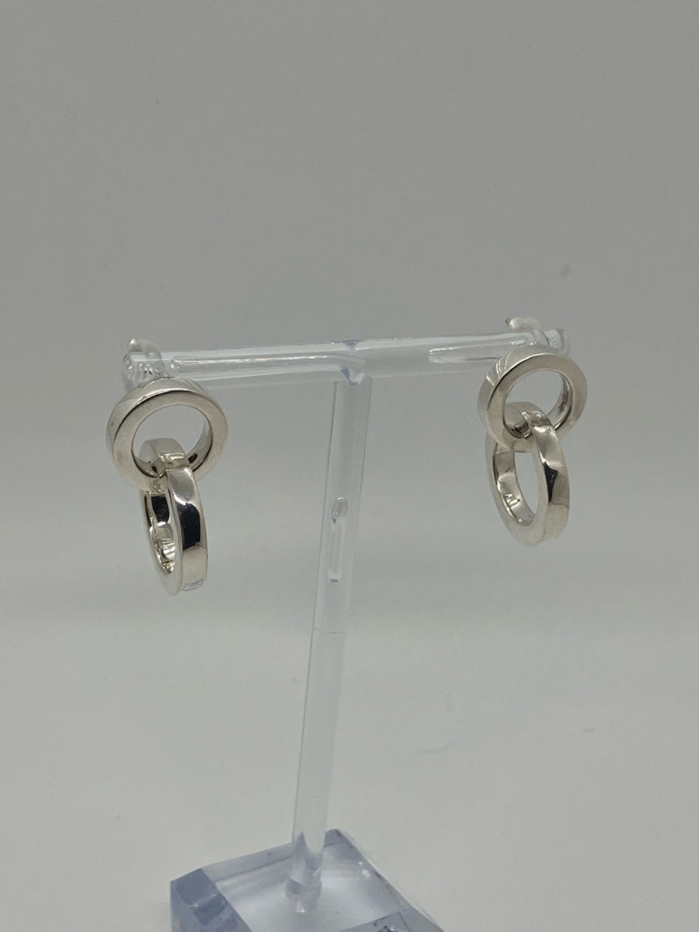 Vtg 925 Sterling Silver Chunky Interlocked Circle Stud Earrings Mexico